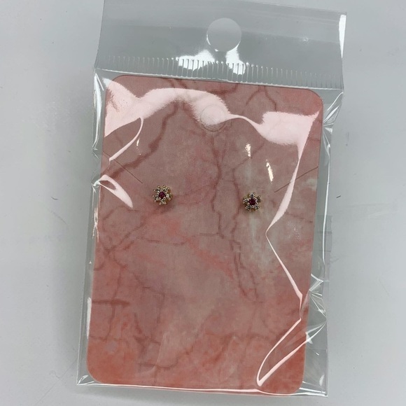 Ruby and diamond flower earrings - Picture 1 of 2